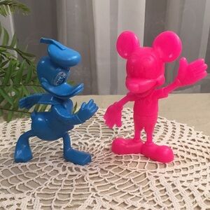 Vintage 70s Mickey Mouse And Donald Duck Toy Figures